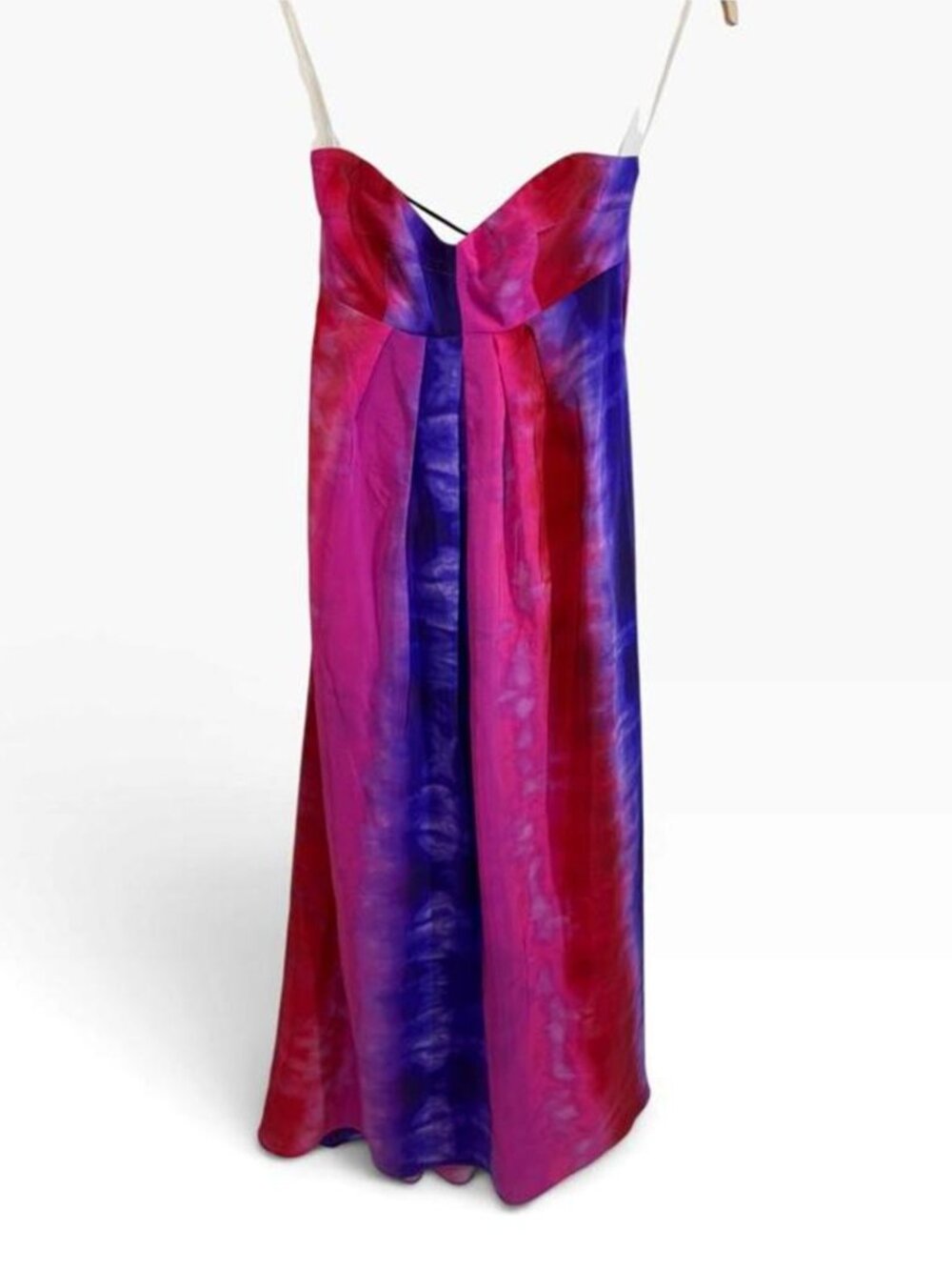 Amanda Uprichard Lumiere 100% Silk Tie Dye Strapless Maxi Dress, Size Medium